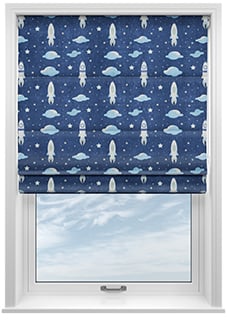 Blast Off, Celestial Blue - Motorised Roman Blind